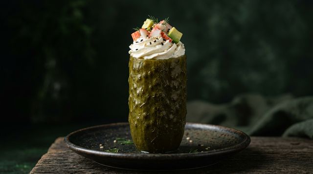 Cali stuffed pickle with crab and avocado